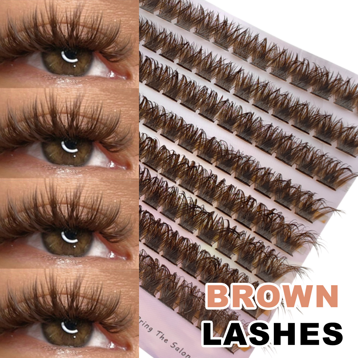 ขนตาปลอมแบบกลุ่มสีน้ำตาลธรรมชา - Eyelash Extension Home Service บทวิจารณ์และราคา