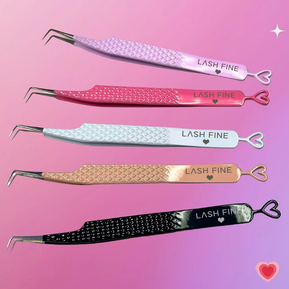 Lash Extension Tweezers - รูปหัวใจขนตาแหนบสแตนเลส Volume Lash แหนบ 45 90