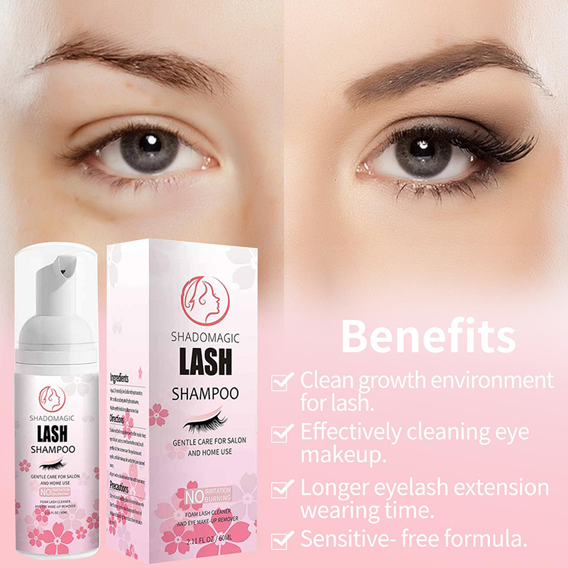 Eyelash Extension Foam Cleanser - 【A】แชมพูทำความสะอาดขนตาแบบเร็ว 60 มล. สำหรับมาสคาร่า ขนตา โฟมทำความสะอาดเปลือกตา