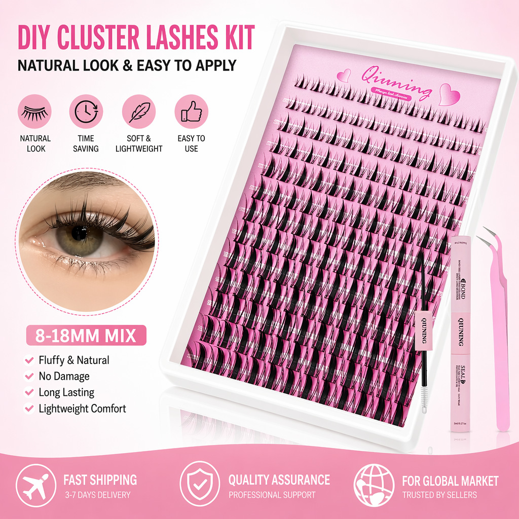 ชุดขนตาปลอม QIUNING Lash Clust - Eyelash Extension Wet Look บทวิจารณ์และราคา