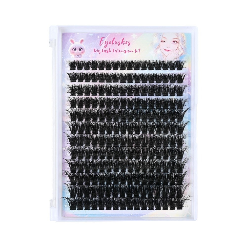 Eyelash Extension Wispy Look - ชุดต่อขนตาปลอมแบบธรรมชาติ ดีไซน์แบบกลุ่ม ติดแน่น ทนนาน ชุดอุปกรณ์ต่อขนตา DIY