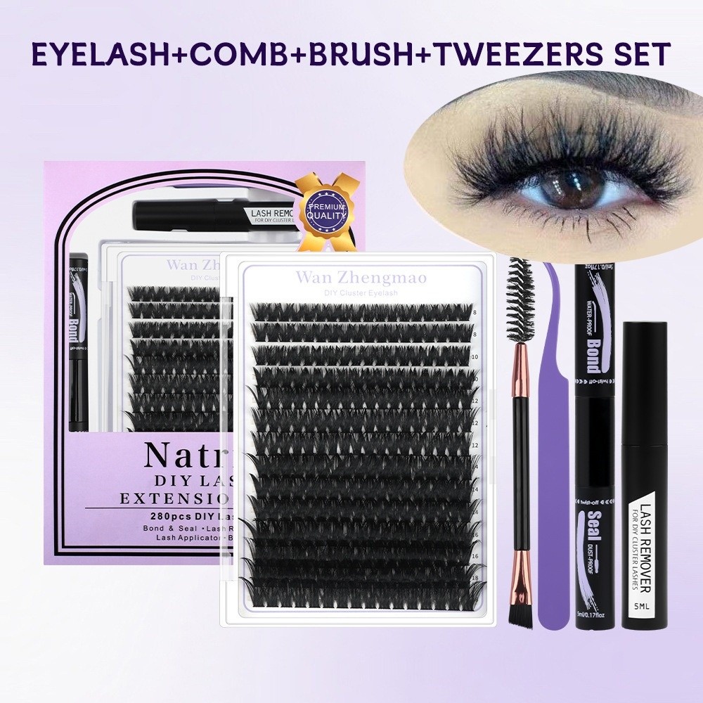ขนตาปลอมแบบติดกาวและซีล ความยา - Eyelash Extension Wispy Look บทวิจารณ์และราคา