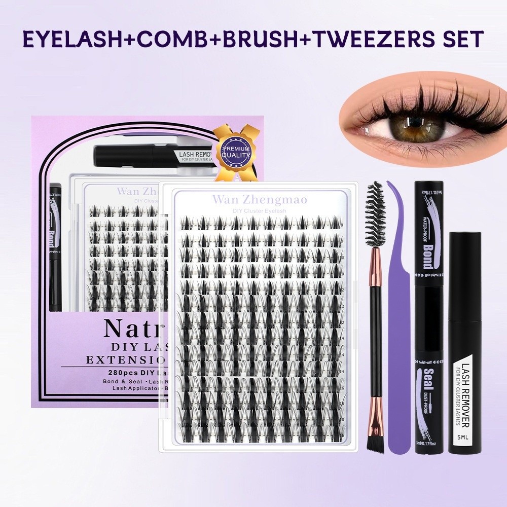 ขนตาปลอมแบบติดกาวและซีล ความยา - Eyelash Extension Wispy Look บทวิจารณ์และราคา